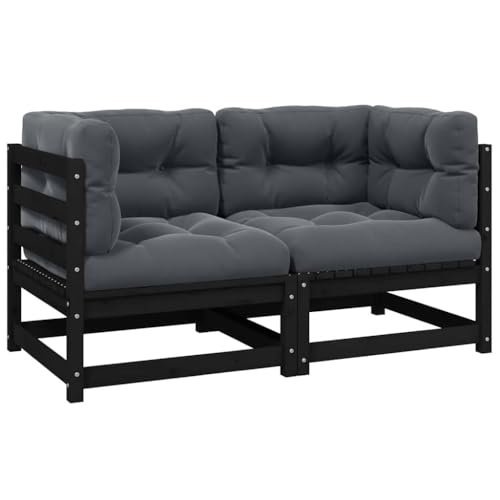 WDGJJFECNMUEHI Gartensofa 2-Sitzer Schwarz mit Anthrazit Kissen, Massivholz Kiefer Outdoor Gartenmöbel Set, Modulares Ecksofa für Terrasse Balkon, Wetterfest & Stabil, Bequem & Flexibel Aufstellbar WDGJJFECNMUEHI Gartensofa 2-Sitzer Schwarz mit Anthrazit Kissen, Massivholz Kiefer Outdoor Gartenmöbel Set, Modulares Ecksofa für Terrasse Balkon, Wetterfest & Stabil, Bequem & Flexibel Aufstellbar von WDGJJFECNMUEHI