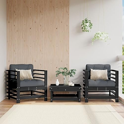 WDGJJFECNMUEHI Gartenstühle 2 STK. Schwarz Massivholz Kiefer Outdoor Holzstühle mit Armlehnen für Terrasse Garten Balkon, Bequeme Latten-Design Stühle aus Kiefernholz, Tragkraft 110 kg pro Sitz WDGJJFECNMUEHI Gartenstühle 2 STK. Schwarz Massivholz Kiefer Outdoor Holzstühle mit Armlehnen für Terrasse Garten Balkon, Bequeme Latten-Design Stühle aus Kiefernholz, Tragkraft 110 kg pro Sitz von WDGJJFECNMUEHI