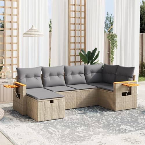 WDGJJFECNMUEHI Gartenstühle mit Kissen 4 STK. Grau Poly Rattan Balkon Set Balkon Sessel Hochlehner Regiestuhl Klappbar für Terrasse Schlafzimmer Hof Garten von WDGJJFECNMUEHI