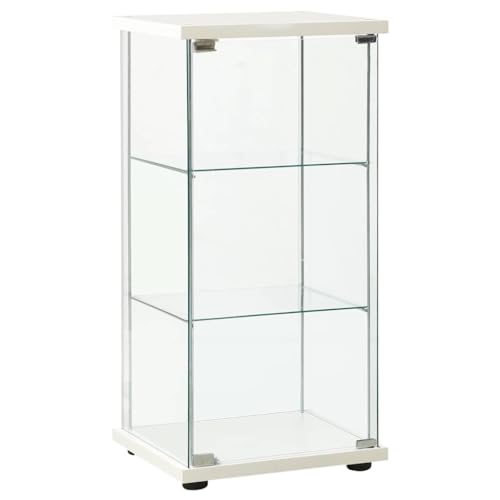 WDGJJFECNMUEHI Glass Display Cabinet White with 3 Shelves, Tempered Glass Bookcase for Living Room & Office, Storage Organizer for Books DVDs Multimedia, 42.5x36.5x86cm WDGJJFECNMUEHI Glass Display Cabinet White with 3 Shelves, Tempered Glass Bookcase for Living Room & Office, Storage Organizer for Books DVDs Multimedia, 42.5x36.5x86cm von WDGJJFECNMUEHI