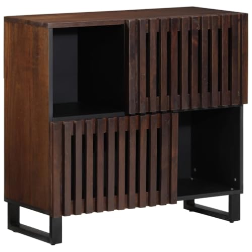 WDGJJFECNMUEHI Industrial Sideboard Cabinet 80x34x75 cm Solid Mango Wood with Steel Frame Storage Organizer for Living Room Bedroom Home Office Furniture von WDGJJFECNMUEHI