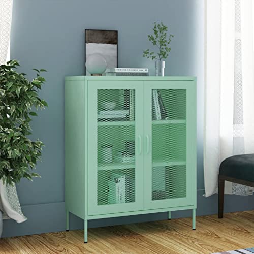 WDGJJFECNMUEHI Lagerschrank Minzgrün Stahl Aufbewahrungsschrank 80x35x101,5 cm mit 2 Türen, Stellfüße, 90 kg Tragfähigkeit für Wohnzimmer Büro Lagerraum von WDGJJFECNMUEHI