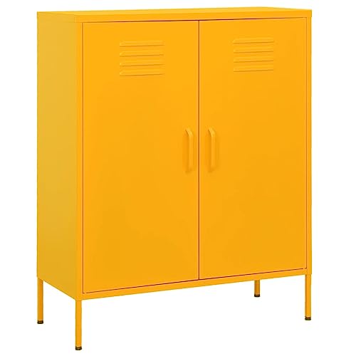 WDGJJFECNMUEHI Lagerschrank Senfgelb Stahl 80x35x101,5 cm Aufbewahrungsschrank mit 2 Türen und verstellbaren Regalen für Wohnzimmer Küche Home Office Stauraum Möbel von WDGJJFECNMUEHI