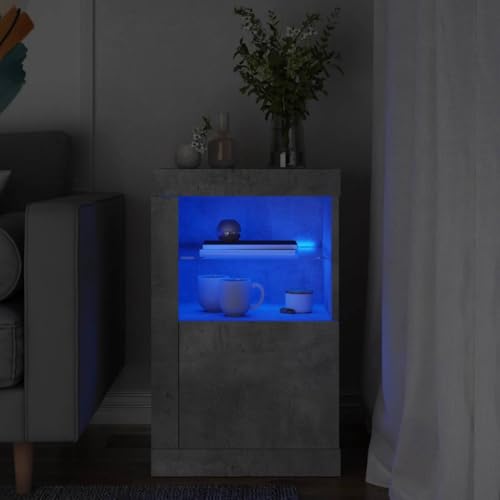 WDGJJFECNMUEHI Modern Side Cabinet with RGB LED Lights Concrete Gray Wood Material Storage Organizer for Living Room Bedroom Home Decor Furniture WDGJJFECNMUEHI Modern Side Cabinet with RGB LED Lights Concrete Gray Wood Material Storage Organizer for Living Room Bedroom Home Decor Furniture von WDGJJFECNMUEHI