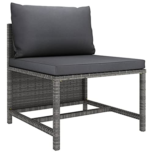 WDGJJFECNMUEHI Modular Outdoor Sofa Sectional with Cushions, Gray PE Rattan Garden Lounge Set, Weatherproof Patio Furniture, Durable Powder-Coated Steel Frame, Comfortable Seating for Balcony Terrace von WDGJJFECNMUEHI