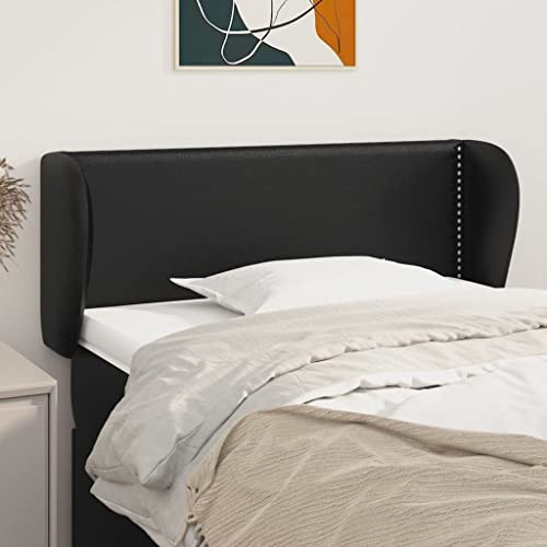 WDGJJFECNMUEHI Multifunktionales Kopfteil Schlafzimmer KopfteilKopfteil mit Ohren Schwarz 83x23x78/88 cm KunstlederGeeignet für Schlafzimmer von WDGJJFECNMUEHI