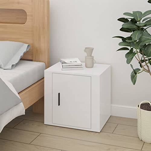 WDGJJFECNMUEHI Nachttisch Hochglanz-Weiß 50x39x47 cm Modern Bedside Table with Storage Space, Glossy White Nightstand for Bedroom, Living Room, Guest Room, Sturdy Wood Material, Easy Assembly von WDGJJFECNMUEHI