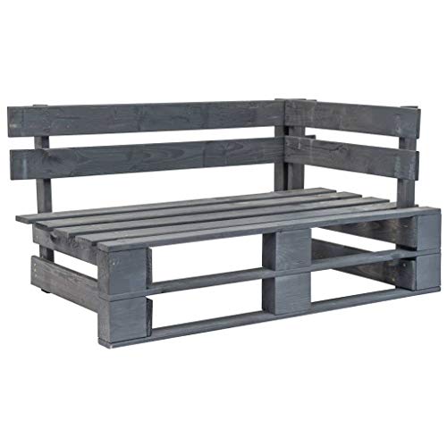 WDGJJFECNMUEHI Outdoor Corner Bench Pallet Wood Gray Weather Resistant Treated Pine Wood Garden Patio Furniture Relaxing Seating with Rustic Charm Design von WDGJJFECNMUEHI