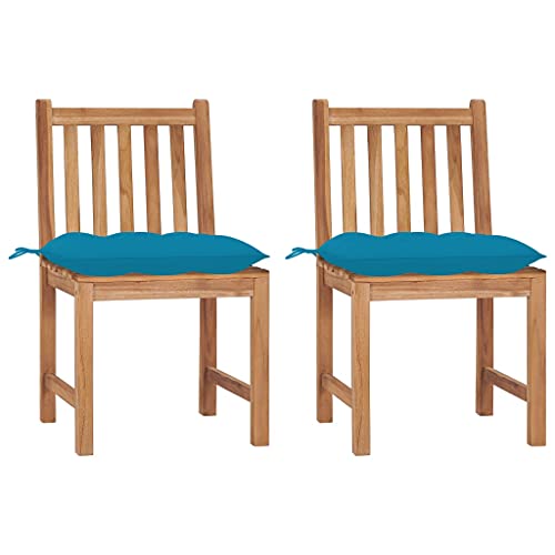 WDGJJFECNMUEHI Outdoor Stuhl Lounge ChairGartenstühle 2 STK. mit Kissen Massivholz TeakGeeignet für Garten, Hof, Park, Strand von WDGJJFECNMUEHI