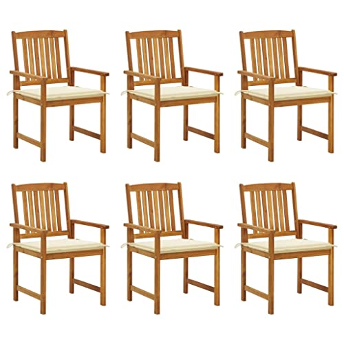 WDGJJFECNMUEHI Outdoor Stuhl Lounge ChairGartenstühle mit Kissen 6 STK. Massivholz AkazieGeeignet für Garten, Hof, Park, Strand von WDGJJFECNMUEHI