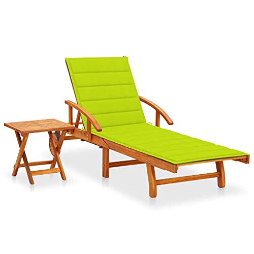 WDGJJFECNMUEHI Premium Acacia Wood Sun Lounger with Adjustable Table & Cushion Outdoor Patio Garden Relaxation Chair with Wheels, Foldable Side Table & Comfortable Pad for Poolside, Terrace, Backyard WDGJJFECNMUEHI Premium Acacia Wood Sun Lounger with Adjustable Table & Cushion Outdoor Patio Garden Relaxation Chair with Wheels, Foldable Side Table & Comfortable Pad for Poolside, Terrace, Backyard von WDGJJFECNMUEHI