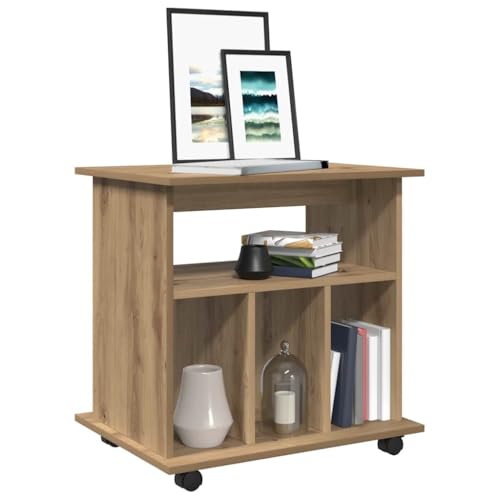 WDGJJFECNMUEHI Rollcontainer Mobile File Cabinet with Wheels, Artisan Oak 60x45x60 cm Wood Particle Board, Lockable Casters for Office Home Storage Organizer with Spacious Shelves von WDGJJFECNMUEHI
