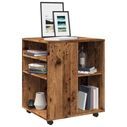WDGJJFECNMUEHI Rolling Cabinet with Vintage Wood Look 60x53x72 cm Storage Organizer Mobile File Cabinet with Locking Wheels for Office Home Study Desk Organization von WDGJJFECNMUEHI