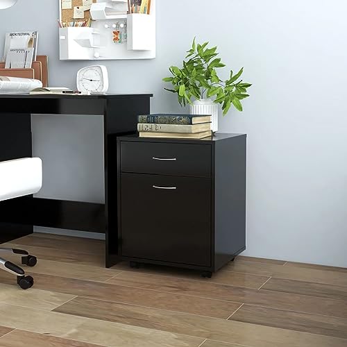WDGJJFECNMUEHI Rollschrank Schwarz 45x38x54 cm Mobile File Cabinet with Wheels, Wood Particle Board Storage Cabinet with Lockable Drawer for Office Home Use von WDGJJFECNMUEHI