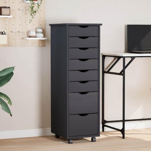 WDGJJFECNMUEHI Rollschrank mit Schubladen Moss Grau Massivholz Kiefer Mobile File Cabinet with 8 Drawers for Office Home Storage Organizer Rolling Cabinet with Wheels von WDGJJFECNMUEHI