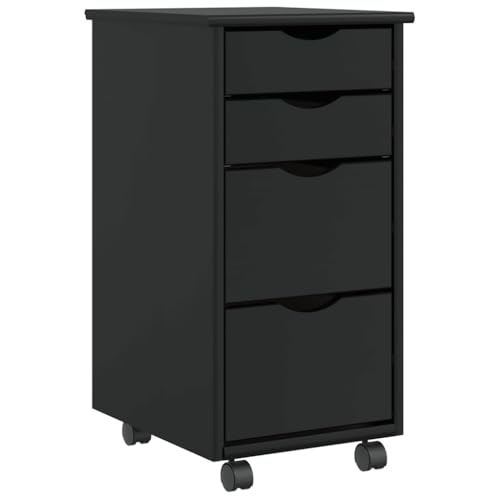WDGJJFECNMUEHI Rollschrank mit Schubladen Moss Schwarz Massivholz Kiefer Mobile File Cabinet with Wheels for Office Home Storage Organizer Drawer Chest Pine Wood von WDGJJFECNMUEHI