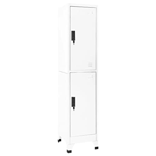 WDGJJFECNMUEHI Schließfachschrank Weiß Stahl 38x45x180 cm mit abschließbaren Türen für Schule und Büro - Moderner Aufbewahrungsschrank mit Lüftung und Namensschildhaltern von WDGJJFECNMUEHI