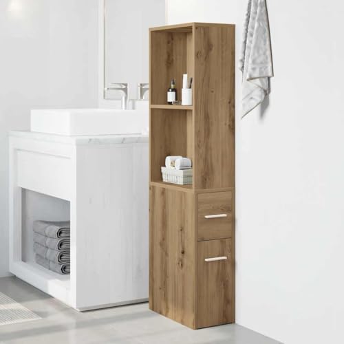 WDGJJFECNMUEHI Schmaler Badezimmerschrank mit Rollen Artisan-Eiche Holzwerkstoff Aufbewahrungsmöbel Schubladenschrank für Bad Küche Wohnzimmer Stauraum von WDGJJFECNMUEHI