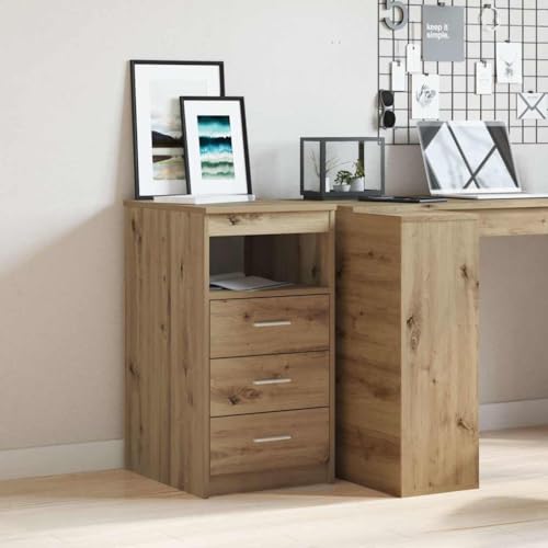 WDGJJFECNMUEHI Schubladenschrank Artisan-Eiche 40x50x76 cm Holzwerkstoff mit 3 Schubladen, Beistelltisch Kommode für Wohnzimmer Schlafzimmer, Stauraum Möbel Aufbewahrung von WDGJJFECNMUEHI