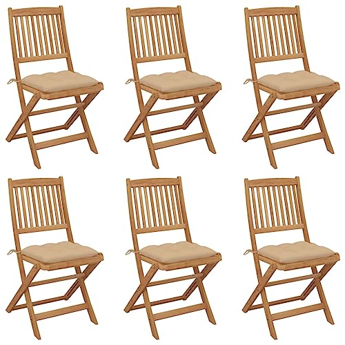 WDGJJFECNMUEHI Sessel Garten hängesesselgestellKlappbare Gartenstühle 6 STK. mit Kissen Massivholz AkazieGeeignet für Gärten, Terrassen und Balkone von WDGJJFECNMUEHI
