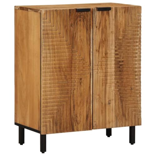 WDGJJFECNMUEHI Sideboard 60x33x75 cm Solid Wood Acacia Storage Cabinet with Strong Tabletop for Living Room Bedroom Kitchen Bathroom Entryway Office Dining Area Decor von WDGJJFECNMUEHI
