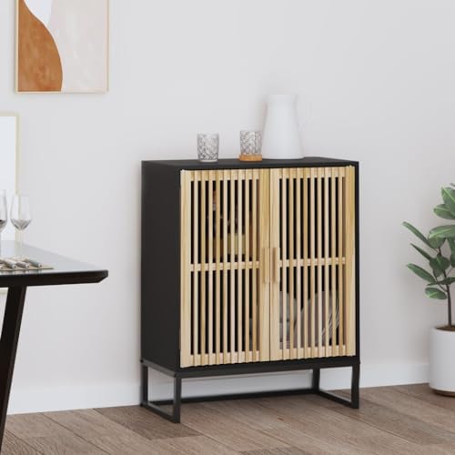 WDGJJFECNMUEHI Sideboard Cabinet Black 60x30x75 cm with Storage Space, Wood Material, Iron Legs for Living Room Bedroom Dining Room Home Decor Furniture Organizer von WDGJJFECNMUEHI