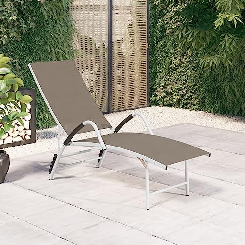 WDGJJFECNMUEHI Sonnenliege Textilene und Aluminium Taupe - Adjustable Sun Lounger for Garden, Pool Terrace High Comfort with Durable Aluminum Frame Easy to Get Up - Foldable Outdoor Lounge Chair WDGJJFECNMUEHI Sonnenliege Textilene und Aluminium Taupe - Adjustable Sun Lounger for Garden, Pool Terrace High Comfort with Durable Aluminum Frame Easy to Get Up - Foldable Outdoor Lounge Chair von WDGJJFECNMUEHI