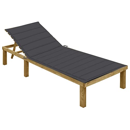 WDGJJFECNMUEHI Sonnenliege mit Anthrazit Auflage, Garden Lounge Chair with Adjustable Backrest, Weatherproof Pressure-Treated Pine Wood, Outdoor Sunbed for Patio Poolside, Includes Cushion 200x70 cm WDGJJFECNMUEHI Sonnenliege mit Anthrazit Auflage, Garden Lounge Chair with Adjustable Backrest, Weatherproof Pressure-Treated Pine Wood, Outdoor Sunbed for Patio Poolside, Includes Cushion 200x70 cm von WDGJJFECNMUEHI
