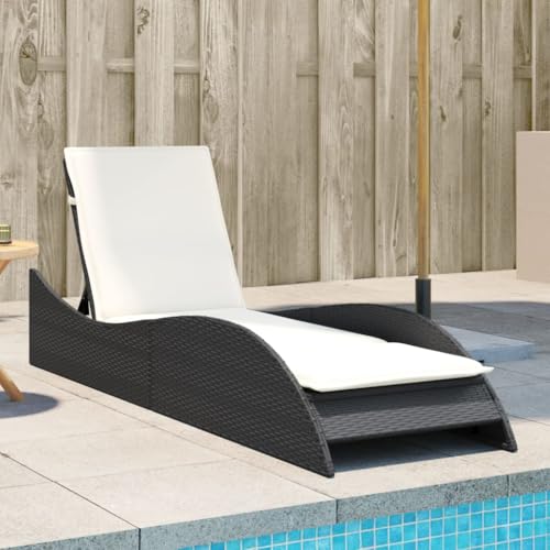 WDGJJFECNMUEHI Sonnenliege mit Auflage Schwarz 60x205x73 cm Poly Rattan Gartenliege Outdoor Lounge Relax Bequem 3-Fach Verstellbar Wetterfest PE-Rattan Stahlrahmen WDGJJFECNMUEHI Sonnenliege mit Auflage Schwarz 60x205x73 cm Poly Rattan Gartenliege Outdoor Lounge Relax Bequem 3-Fach Verstellbar Wetterfest PE-Rattan Stahlrahmen von WDGJJFECNMUEHI