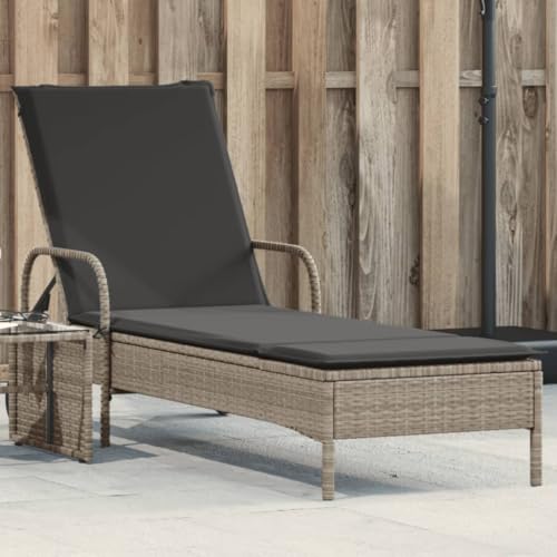 WDGJJFECNMUEHI Sonnenliege mit Rollen Gartenliege Hellgrau PE-Rattan 3-Fach verstellbare Rückenlehne waschbare Auflage Wetterfest für Terrasse Pool Relax WDGJJFECNMUEHI Sonnenliege mit Rollen Gartenliege Hellgrau PE-Rattan 3-Fach verstellbare Rückenlehne waschbare Auflage Wetterfest für Terrasse Pool Relax von WDGJJFECNMUEHI