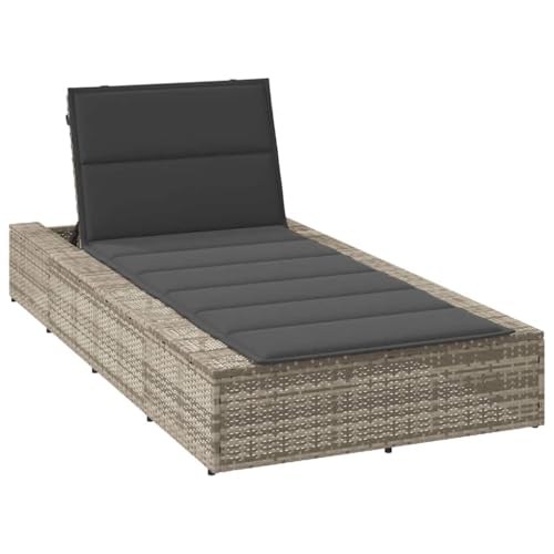 WDGJJFECNMUEHI Sonnenliege mit schwebender Auflage Hellgrau PE Rattan Gartenliege Outdoor Lounge Chair mit Verstellbarer Rückenlehne und dickem Kissen für Pool Terrasse Balkon WDGJJFECNMUEHI Sonnenliege mit schwebender Auflage Hellgrau PE Rattan Gartenliege Outdoor Lounge Chair mit Verstellbarer Rückenlehne und dickem Kissen für Pool Terrasse Balkon von WDGJJFECNMUEHI