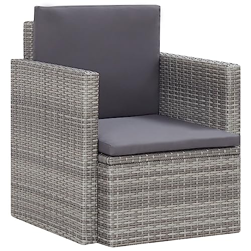 WDGJJFECNMUEHI Stuhl Balkon gartenstühle Outdoor chairGartensessel mit Auflagen Poly Rattan GrauGeeignet für Gärten, Terrassen und Balkone von WDGJJFECNMUEHI