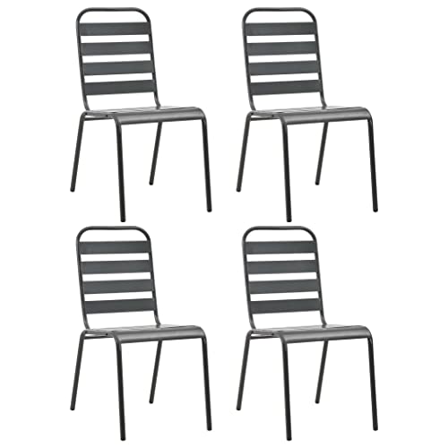WDGJJFECNMUEHI Stuhl Balkon gartenstühle Outdoor chairGartenstühle 4 STK. Lattendesign Stahl DunkelgrauGeeignet für Gärten, Terrassen und Balkone von WDGJJFECNMUEHI