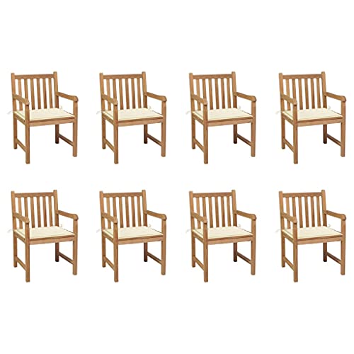 WDGJJFECNMUEHI Stuhl Balkon gartenstühle Outdoor chairGartenstühle 8 STK. mit Creme Kissen Massivholz TeakGeeignet für Gärten, Terrassen und Balkone WDGJJFECNMUEHI Stuhl Balkon gartenstühle Outdoor chairGartenstühle 8 STK. mit Creme Kissen Massivholz TeakGeeignet für Gärten, Terrassen und Balkone von WDGJJFECNMUEHI