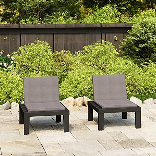 WDGJJFECNMUEHI Stuhl Balkon gartenstühle Outdoor chairGartenstühle mit Auflagen 2 STK. Kunststoff GrauGeeignet für Gärten, Terrassen und Balkone von WDGJJFECNMUEHI