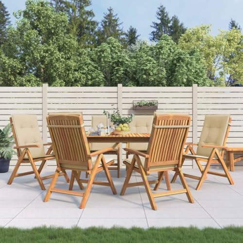 WDGJJFECNMUEHI Stuhl Balkon gartenstühle Outdoor chairGartenstühle mit Kissen 6 STK. Massivholz TeakGeeignet für Gärten, Terrassen und Balkone von WDGJJFECNMUEHI