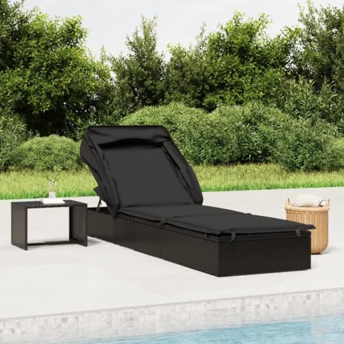 WDGJJFECNMUEHI Sun Lounger with Adjustable Canopy Black 213x63x97 cm PE Rattan Outdoor Lounge Chair for Poolside, Patio, Camping - Weather-Resistant & Foldable Sunbed with Cushion WDGJJFECNMUEHI Sun Lounger with Adjustable Canopy Black 213x63x97 cm PE Rattan Outdoor Lounge Chair for Poolside, Patio, Camping - Weather-Resistant & Foldable Sunbed with Cushion von WDGJJFECNMUEHI