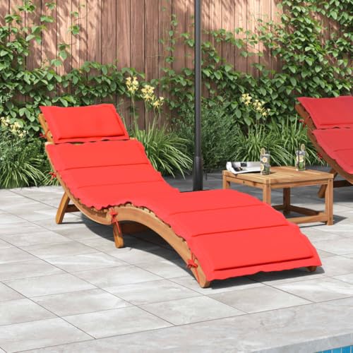 WDGJJFECNMUEHI Sun Lounger with Cushion Red Solid Wood Acacia Foldable Poolside Garden Lounge Chair for Patio Outdoor Relaxation Comfortable Weather-Resistant WDGJJFECNMUEHI Sun Lounger with Cushion Red Solid Wood Acacia Foldable Poolside Garden Lounge Chair for Patio Outdoor Relaxation Comfortable Weather-Resistant von WDGJJFECNMUEHI