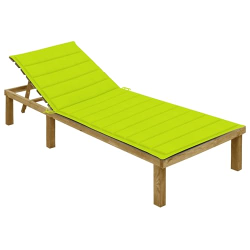 WDGJJFECNMUEHI Sun Lounger with Light Green Cushion, Adjustable Backrest, Weather-Resistant Treated Pine Wood, Outdoor Garden Poolside Relaxation, 200 x 70 cm, Easy Assembly WDGJJFECNMUEHI Sun Lounger with Light Green Cushion, Adjustable Backrest, Weather-Resistant Treated Pine Wood, Outdoor Garden Poolside Relaxation, 200 x 70 cm, Easy Assembly von WDGJJFECNMUEHI
