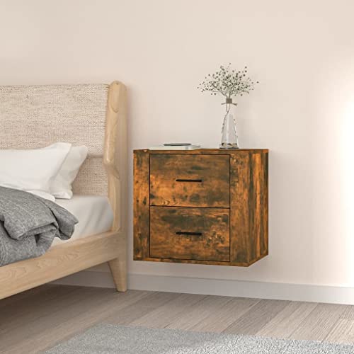 WDGJJFECNMUEHI Wall Mounted Nightstand Smoked Oak 50x36x47 cm with Storage Shelf Modern Bedside Table Floating Night Stand for Small Spaces Bedroom Living Room WDGJJFECNMUEHI Wall Mounted Nightstand Smoked Oak 50x36x47 cm with Storage Shelf Modern Bedside Table Floating Night Stand for Small Spaces Bedroom Living Room von WDGJJFECNMUEHI