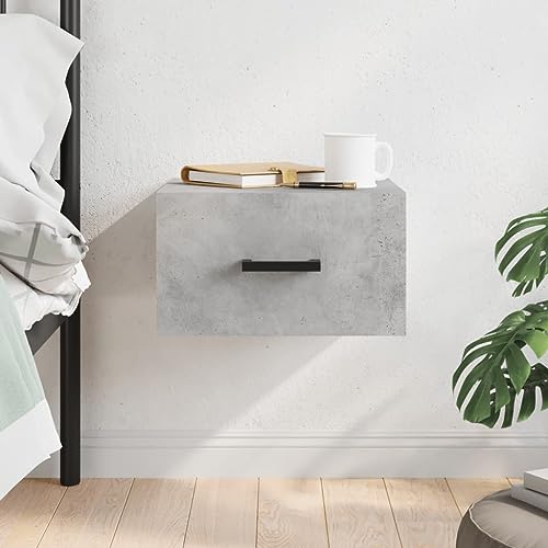 WDGJJFECNMUEHI Wand-Nachttisch Betongrau 35x35x20 cm Modern Floating Nightstand Wall Mounted Bedside Table Storage Shelf for Bedroom Living Room Space Saving Design von WDGJJFECNMUEHI