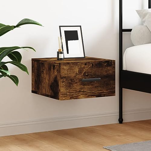 WDGJJFECNMUEHI Wand-Nachttisch Räuchereiche 35x35x20 cm Floating Nightstand Wall Mounted Bedside Table with Storage Shelf for Bedroom Living Room Space Saving Design von WDGJJFECNMUEHI