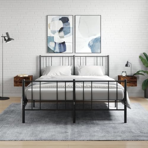 WDGJJFECNMUEHI Wand-Nachttische 2 STK. Floating Nightstand Wall Mounted Bedside Table with Storage Shelf for Bedroom Living Room, Smoked Oak 35x35x20 cm von WDGJJFECNMUEHI