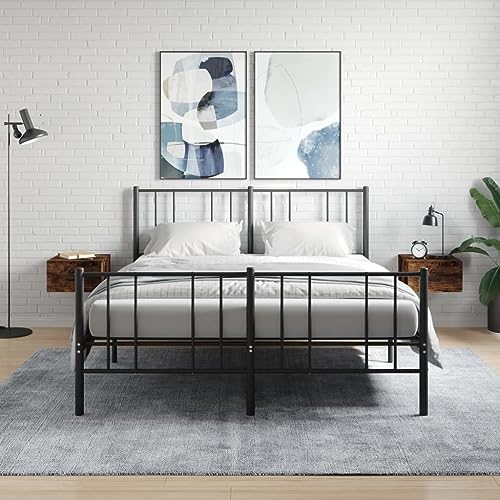 WDGJJFECNMUEHI Wand-Nachttische 2 STK. Floating Nightstand Wall Mounted Bedside Table with Storage Shelf for Bedroom Living Room, Smoked Oak 35x35x20 cm von WDGJJFECNMUEHI