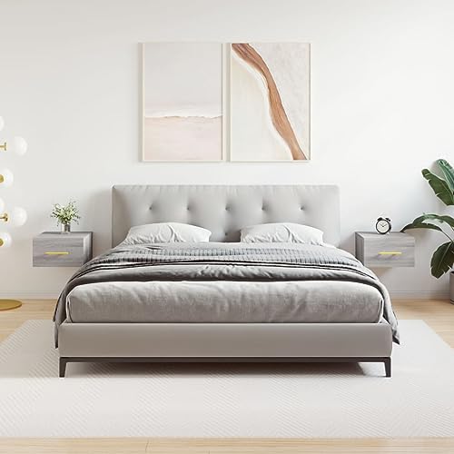 WDGJJFECNMUEHI Wand-Nachttische 2 STK. Grau Sonoma 35x35x20 cm Floating Nightstand Wall Mounted Bedside Table with Storage Space for Bedroom Decor Modern Design von WDGJJFECNMUEHI