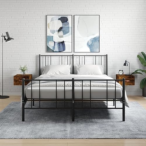 WDGJJFECNMUEHI Wand-Nachttische 2 STK. Räuchereiche Floating Nightstand Wall Mounted Bedroom Storage Shelf 35x35x20 cm Modern Space Saving Design von WDGJJFECNMUEHI