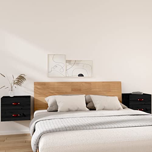 WDGJJFECNMUEHI Wand-Nachttische 2 STK. Schwarz 50x36x40 cm, Wall Mounted Bedside Tables with Storage Shelf, Modern Floating Night Stands for Bedroom, Solid Pine Wood WDGJJFECNMUEHI Wand-Nachttische 2 STK. Schwarz 50x36x40 cm, Wall Mounted Bedside Tables with Storage Shelf, Modern Floating Night Stands for Bedroom, Solid Pine Wood von WDGJJFECNMUEHI