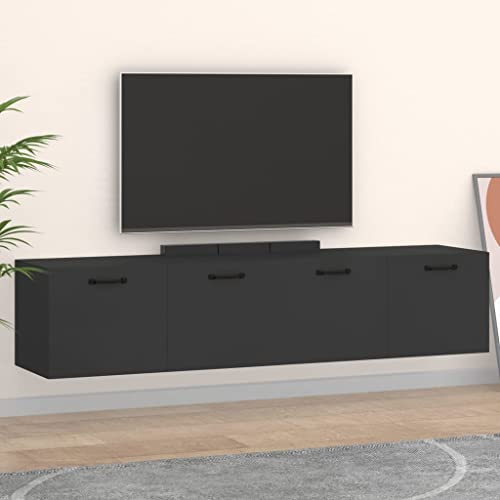 WDGJJFECNMUEHI Wandschränke 2 STK. Schwarz 60x36,5x35 cm Holzwerkstoff Hängeschränke mit 4 Fächern für Wohnzimmer Küche Badezimmer Aufbewahrung Organizer Wandmontage von WDGJJFECNMUEHI