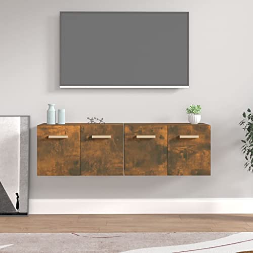 WDGJJFECNMUEHI Wandschränke 2 Stück Räuchereiche Hängeschränke 60x36,5x35 cm Holzwerkstoff Wandmontage Stauraum Schwebeschrank für Wohnzimmer Küche Bad von WDGJJFECNMUEHI