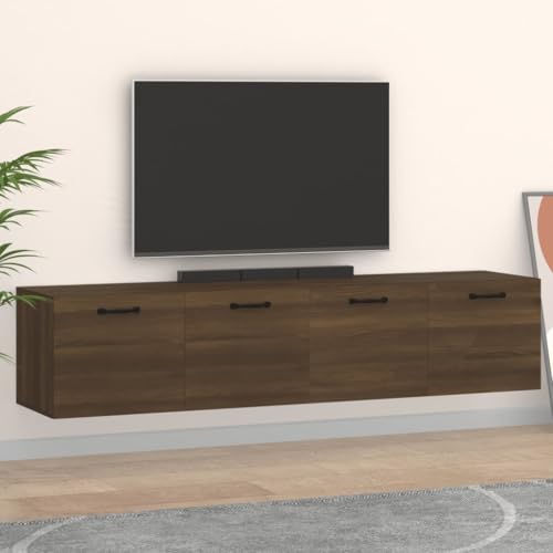 WDGJJFECNMUEHI Wandschränke 2Stk Braun Eichen-Optik Hängeschränke für Wohnzimmer Küche Bad, Holzwerkstoff Regal mit 2 Fächern, 60x36,5x35cm Wandmontage Schwebeschrank Stauraum Organizer von WDGJJFECNMUEHI